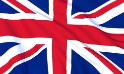 UK flag with wind, 3D render, close up, Great Britain, United Kingdom